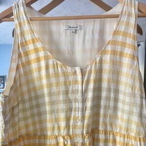 Madewell, yellow gingham lightweight cotton, size XL, short babydoll style dress